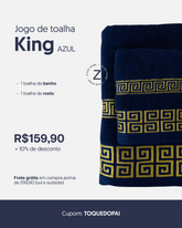 Jogo de Toalha King - 1 Toalha de Banho e 1 Toalha de Rosto - Algodão Puro